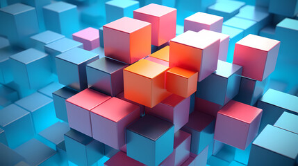 Fototapeta na wymiar 3D rendering abstract cubic blocks