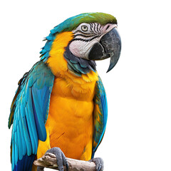 Colourful macaw on transparent or white background