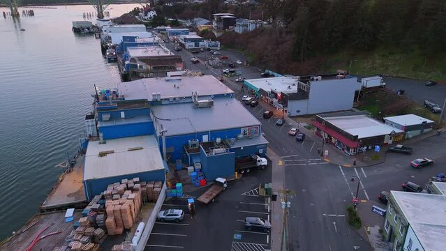 Commercial Fishing Industry Seafood Processing Yaquina Bay Newport Oregon Aerial