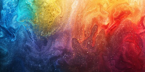 Background with rainbow powder. Vibrant rainbow of colors in the water, an astronomical event in a painting. Generative AI - obrazy, fototapety, plakaty