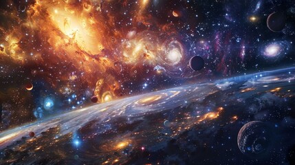Stunning Space Scene With Planets and Stars