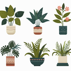 Fototapeta na wymiar Vector set of plants with a simple and minimalist flat design style