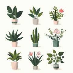 Fototapeta na wymiar Vector set of plants with a simple and minimalist flat design style