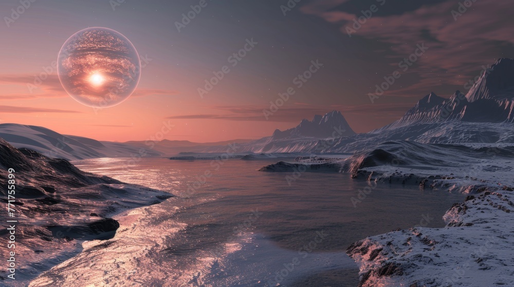 Poster computer generated planet in the sky