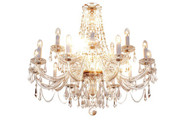 Elegant Crystal Chandelier Illumination on transparent or white background