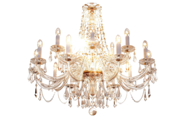 Elegant Crystal Chandelier Illumination on transparent or white background