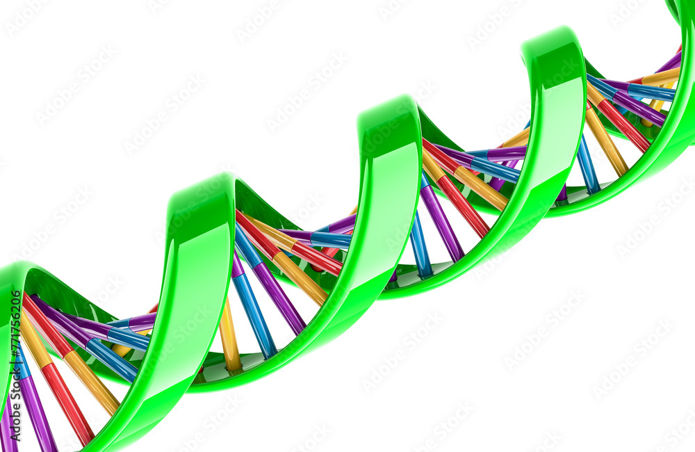 Poster dna spiral, 3d rendering isolated on transparent background