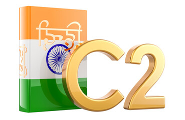C2 Indian level, concept. C2 Proficiency. 3D rendering isolated on transparent background