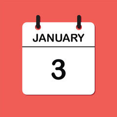 January 3. Daily Calendar icon for design. Simple design for business brochure, flyer, print media, advertisement. Easily editable