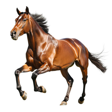 Elegant horse in running pose on transparent or white background