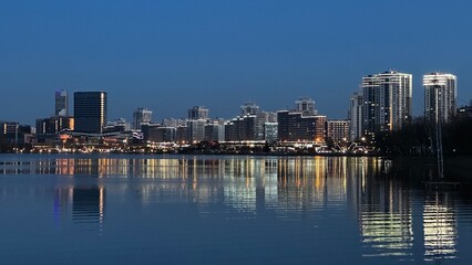 city panorama at night, Minsk, Belarus