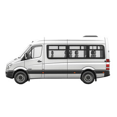 Delivery van side view isolated. Side view of a modern short-base minibus on Transparent png, Ai generated