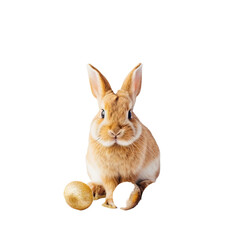 Easter bunny and eggs in minimalist on transparent or white background