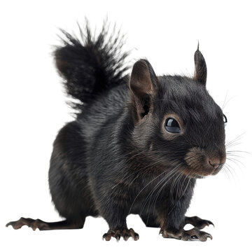 Black squirrel on transparent or white background