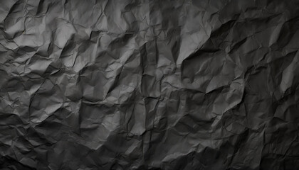 Abstrakcyjna tapeta, tło z fakturą pogniecionego czarnego papieru. Generative AI