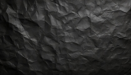 Abstrakcyjna tapeta, tło z fakturą pogniecionego czarnego papieru. Generative AI