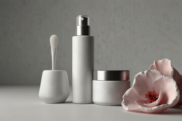 Obraz na płótnie Canvas 3D Product Design Beauty white with rose