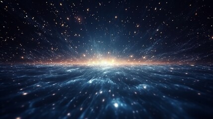 Obraz premium Abstract Particle Moving In The Sci-fi Space Wallpaper, Background