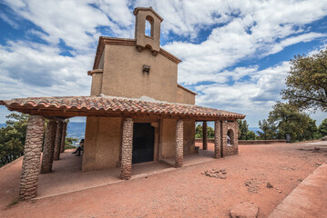 Chapel of Sant Miquel near Santa Maria de Montserrat Abbey in Montserrat mountains, Spain