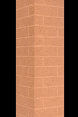 Brick brown column angle architecture abstract pattern detail element object on black background isolated