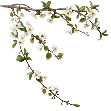 Tree branch flower Photo Overlays Summer spring  on transparent or white background