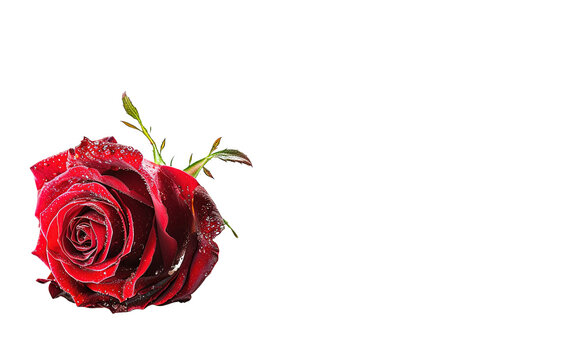 Red rose on transparent or white background