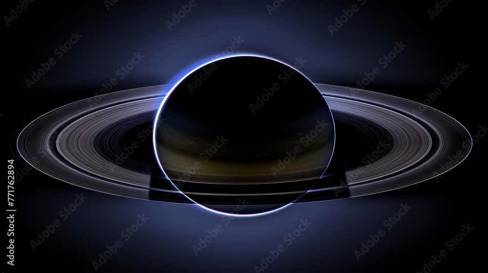Poster a monochrome image of saturn captured by a camera against a dark background, featuring a distinct az