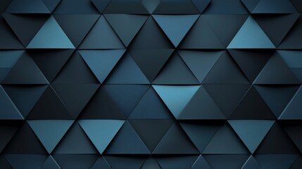  Black and blue wallpaper adorned with numerous triangles in varying sizes and shapes - obrazy, fototapety, plakaty