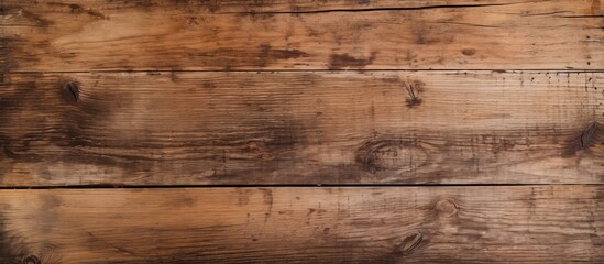 A closeup shot of a brown hardwood rectangular table with a beige wood stain, showcasing the...