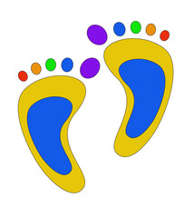 Two bright multicolored footprints, vector illustration