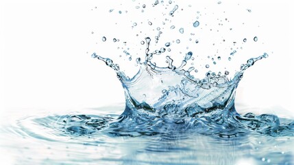  Water droplets splash onto body of water in close-up