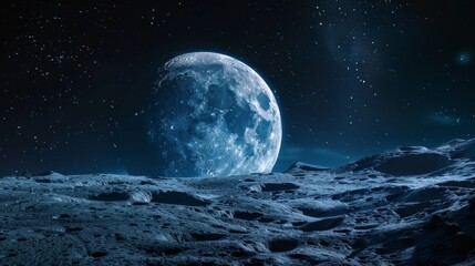 Fototapeta na wymiar Moon Viewed From Surface of Moon