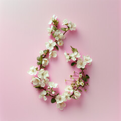 flower brunch on pastel pink background.Minimal creative nature concept.Flat lay