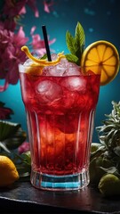 Creative presentation of Singapore Sling Cocktail