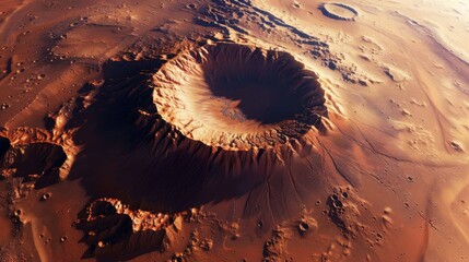 Large Crater in Desert In The Arid Environment