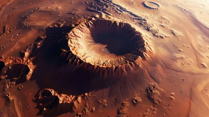 Fotobehang Large Crater in Desert In The Arid Environment © Prostock-studio
