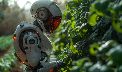Android robotic farming outdoor in a big farm, the future is here.