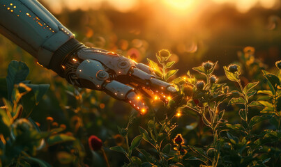 Android robotic farming outdoor in a big farm, the future is here.