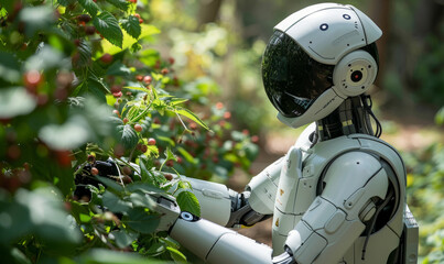 Android robotic farming outdoor in a big farm, the future is here.
