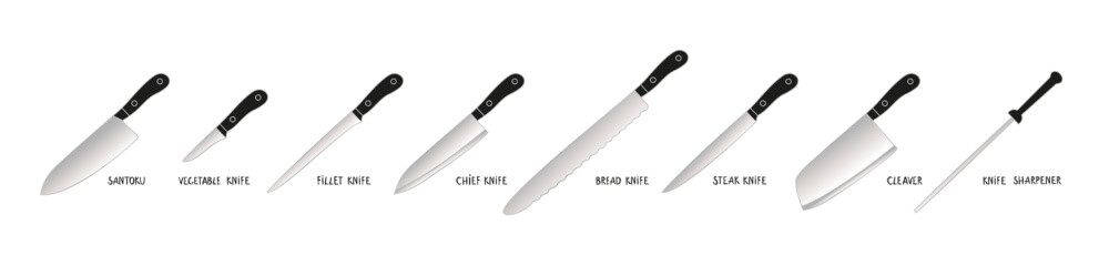 Set Knives With Black Handles