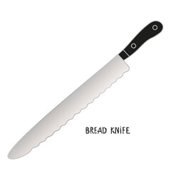 WebLarge Knife With Black Handle on White Background