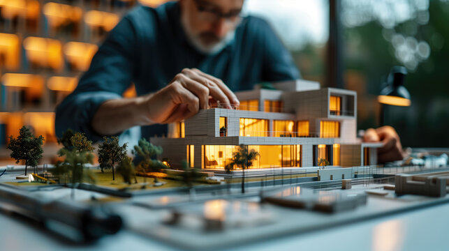 Architect corrects detailed model of modern house