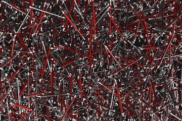 Close-up of a pile of pencils on a black background. 3d rendering illustration.