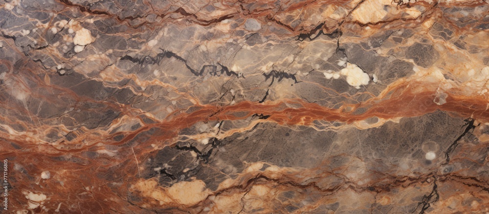 Poster a close up of a brown bedrock with a marble texture resembling wood grain. the intricate pattern is 