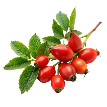 Medicinal rose hips, isolated on transparent background.