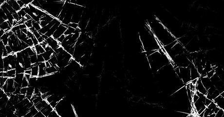 broken glass realistic texture with cracks, overlay photo of cracked window hole .