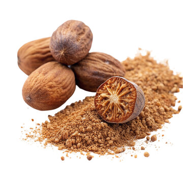 Nutmeg or jaifal spice, isolated on transparent background.