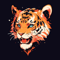 Bold Contrast Tiger Head Graphic Art