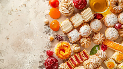 Variety of pastries on table, food, gourmet, dessert, freshness