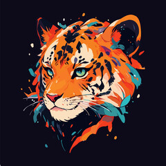 Contrast Color Tiger Design with Vibrant Tones